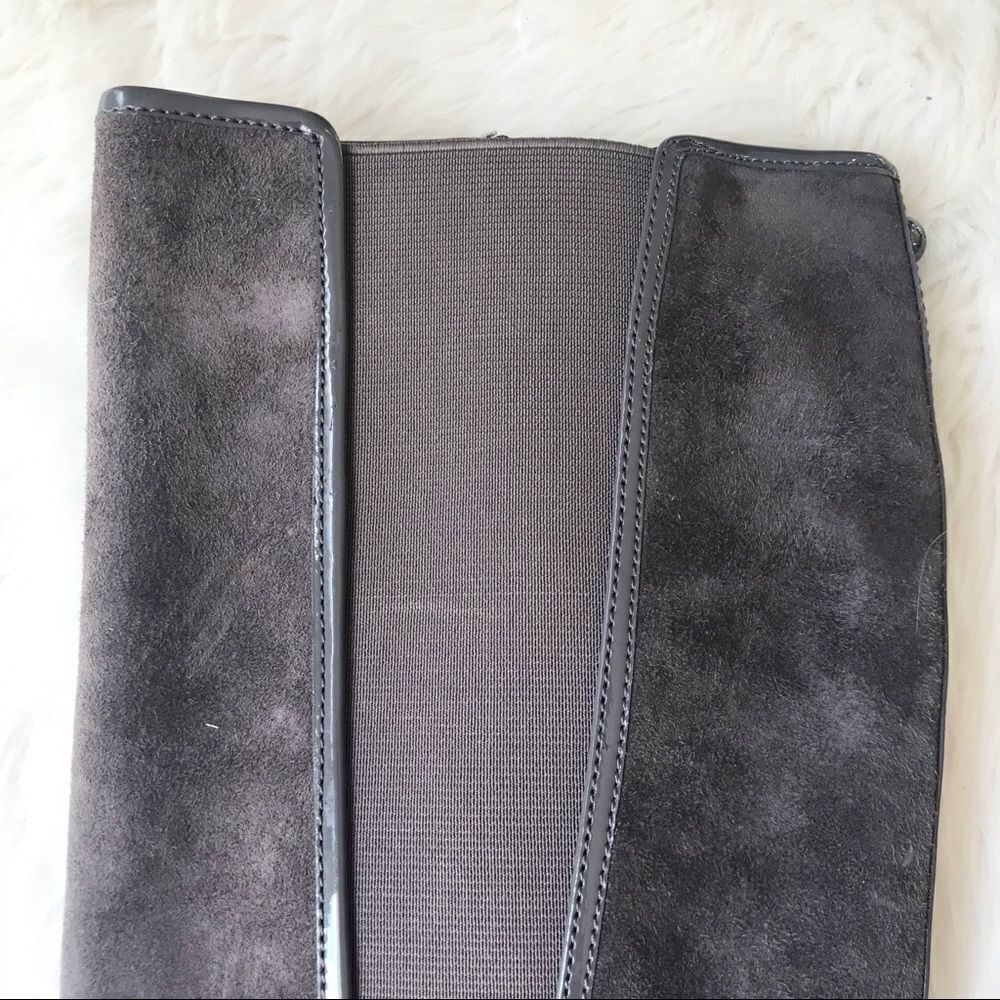 DONALD PLINER Suede Knee High Boot Chunky Heel Round Toe Taupe Gray Size 6.5 - Picture 7 of 14